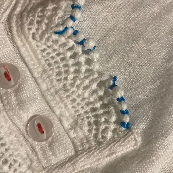 Free People - White Siesta Fiesta Colorful Embroidered Crochet V Neck Top Size S - Picture 13 of 13